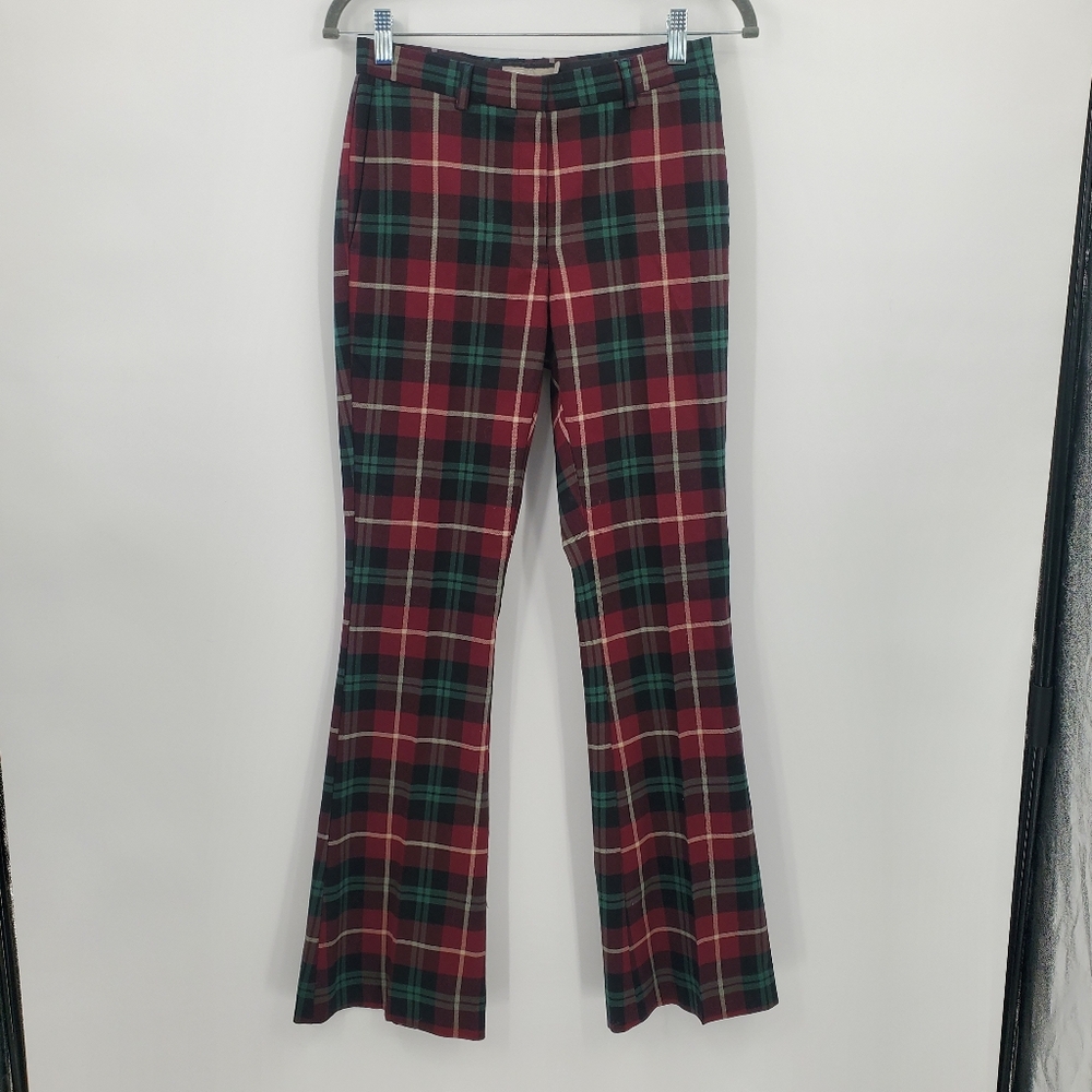 ♧♧ Asos Plaid Plaid Weekday Lowrise Flare Trousers Red Green Size 0